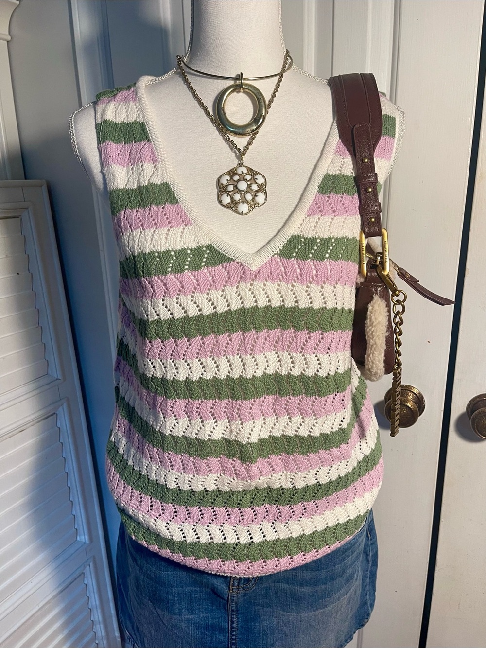 Belldini : Pastel Stripe V‑Neck Knit Top!